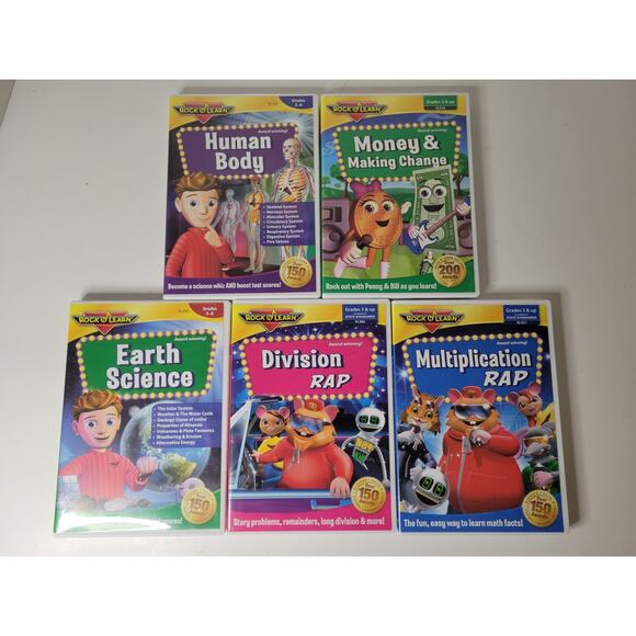 Rock 'N Learn Educational DVD Lot – Set of‎ 5 – Science & Math Topics Grades 2–8 - Picture 1 of 3